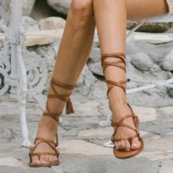 NEW SPELL & THE GYPSY Strappy Gladiator Tan Sandals Size 41 - Picture 3 of 9